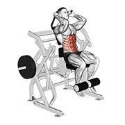 Miniatura de Elevación de cadera y abdominal sentado en máquina de palanca