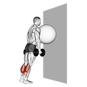 Miniatura de Elevación de gemelos contra la pared con pelota de ejercicio